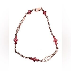 Vintage Dainty Sterling Silver and Purple Glass Bracelet